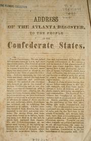 Cover of: Address of the Atlanta register to the people of the Confederate States