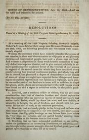 Cover of: Resolutions passed at a meeting of the 14th Virginia Infantry--January 24, 1865