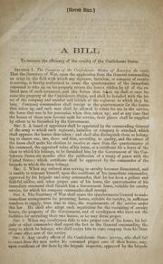 Cover of: A bill to increase the efficiency of the Cavalry of the Confederate States.