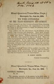 Cover of: General orders by Confederate States of America. Army. Trans-Mississippi Dept.