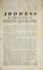 Cover of: Address to the people of North Carolina | Charles Henderson Wiley