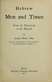 Cover of: Hebrew men and times: from the patriarchs to the Messiah