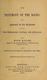 Cover of: The testimony of the rocks by Hugh Miller