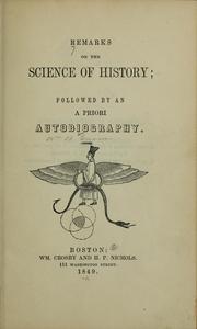 Cover of: Remarks on the science of history ...