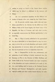 Cover of: A bill to establish a national Lincoln museum and veterans' headquarters in the building known as Ford's Theater