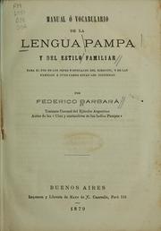 Cover of: Manual ó vocabulario de la lengua pampa by Federico Barbará, Federico Barbará