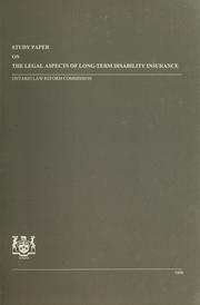 Cover of: Study paper on the legal aspects of long-term disability insurance: a study paper