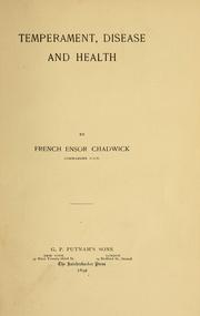 Cover of: Temperament, disease, and health