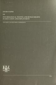 Cover of: Study paper on psychological testing and human rights in education and employment: a study paper