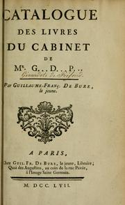 Cover of: Catalogue des livres du cabinet de Mr. G-- D-- P--