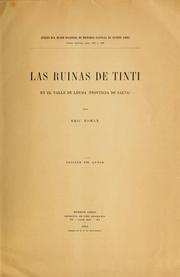 Cover of: Las ruinas de Tinti en el valle de Lerma (provincia de Salta)