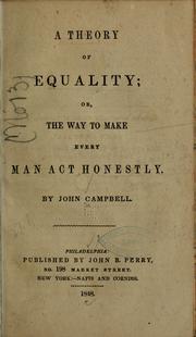 Cover of: A theory of equality | Campbell, John