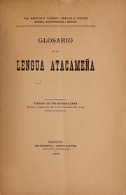 Glosario de la lengua atacameña ... by Emilio F. Vaïsse