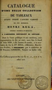 Catalogue d'une belle collection de tableaux ayant formé l'ancien cabinet de feu Monsieur Henri Rega ... by Philippe Janssens