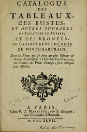 Cover of: Catalogue des tableaux, des bustes, et autres ouvrages de sculpture en marbre, et des bronzes, du cabinet de M. le comte de Ponchartrain ...