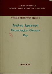 Cover of: Teaching supplement phraseological glossary key
