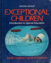 Cover of: Exceptional children: introd. to special education