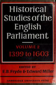 Cover of: Historical studies of the English Parliament