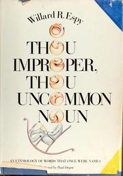 Cover of: O Thou Improper Thou Uncommon by RH Value Publishing, Willard R. Espy