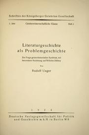 Cover of: Literaturgeschichte als Problemgeschichte: zur Frage geisteshistorischer Synthese