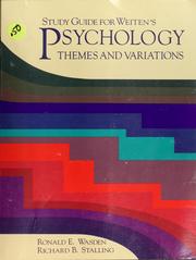 Cover of: Study guide for Weiten's Psychology, themes and variations