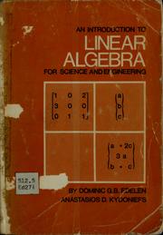 Cover of: An introduction to linear algebra for science and engineering