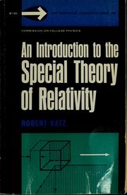 Cover of: An introduction to the special theory of relativity.