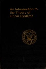 Cover of: An introduction to the theory of linear systems
