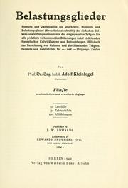 Cover of: Belastungsglieder by Kleinlogel, Adolf