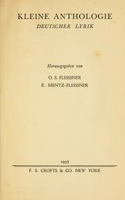 Cover of: Kleine Anthologie deutscher Lyrik