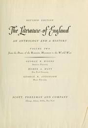 Cover of: The literature of England: an anthology and a history