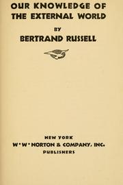Cover of: Our knowledge of the external world by Bertrand Russell