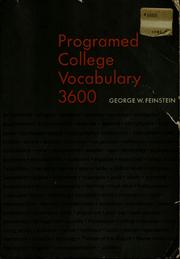 Cover of: Programed college vocabulary 3600 by George W. Feinstein