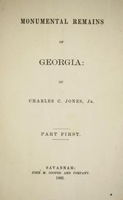 Cover of: Monumental remains of Georgia