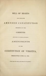 Cover of: Bill of rights and proposed amended constitution