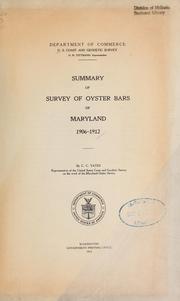 Cover of: Summary of survey of oyster bars of Maryland, 1906-1912