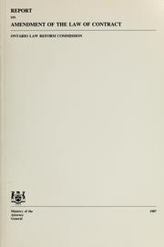 Cover of: Report on amendment of the law of contract