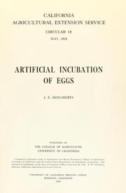 Cover of: Artificial incubation of eggs