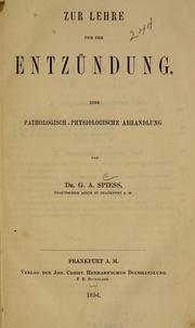 Cover of: Zur Lehre von der Entzündung: eine pathologisch-physiologische Abhandlung