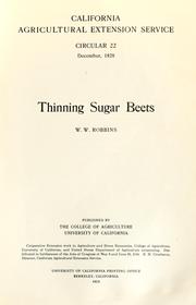 Cover of: Thinning sugar beets