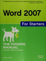 Cover of: Word 2007 for starters: the missing manual