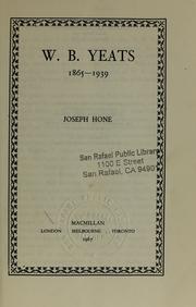 Cover of: W. B. Yeats by Joseph Maunsell Hone