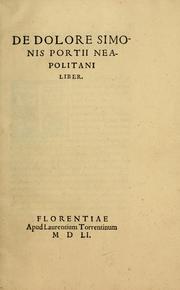 Cover of: De dolore Simonis Portii Neapolitani liber