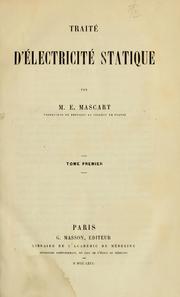Cover of: Traité d'électricité statique