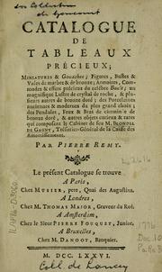 Catalogue de tableaux précieux by Pierre Remy