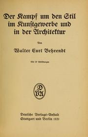 Cover of: Der Kampf um den Stil im Kunstgewerbe und in der Architektur