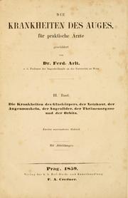 Cover of: Die Krankheiten des auges für praktische Ärzte by Ferdinand Arlt