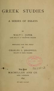 Cover of: Greek studies by Walter Pater