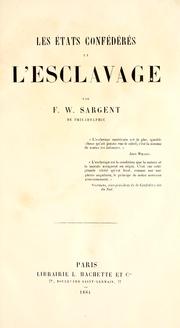 Cover of: Les États confédérés et l'esclavage by F. W. Sargent