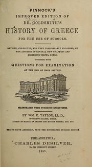 Cover of: Pinnock's improved edition of Dr. Goldsmith's history of Greece for the use of schools. by Oliver Goldsmith